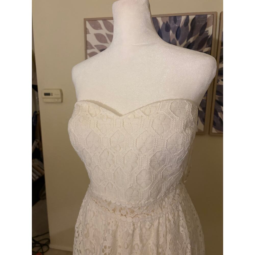 LILLY PULITZER Brett Strapless Lace Dress White Size L Wedding Bridal Pockets - Picture 3 of 14